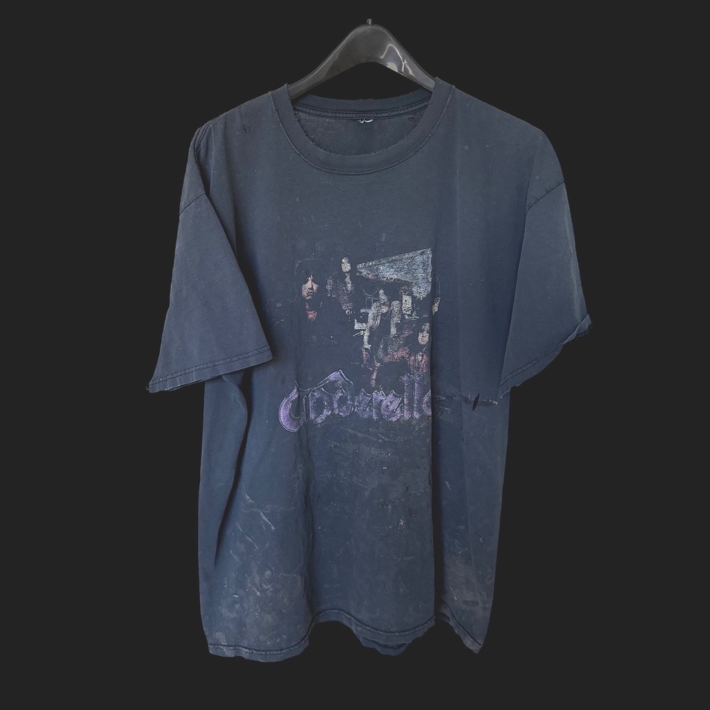 Vintage‎ Cinderella Band Tour T-Shirt 2000 2001 Black Distressed Mens XL